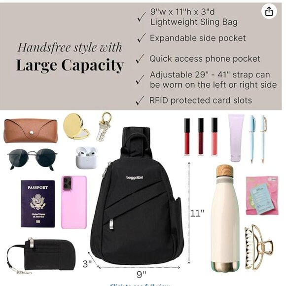 Baggallini Medium Sling Backpack in Black - Picture 9 of 11